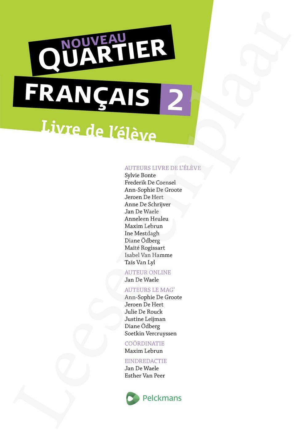 Preview: Nouveau Quartier français 2 Livre de l'élève (incl. Le mag' en Pelckmans Portaal)