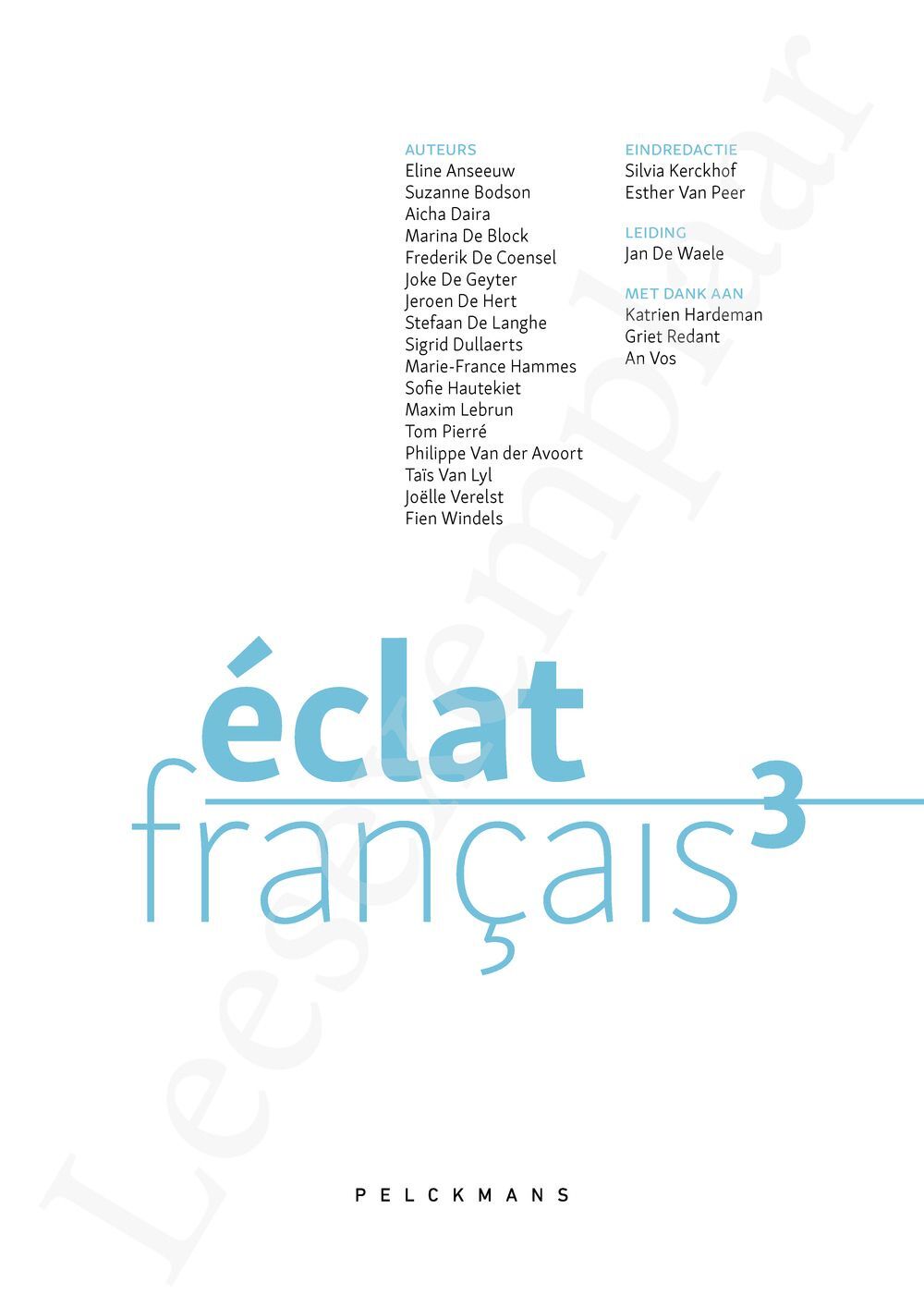 Preview: Éclat français 3 Livre de l'élève (incl. Pelckmans Portaal)