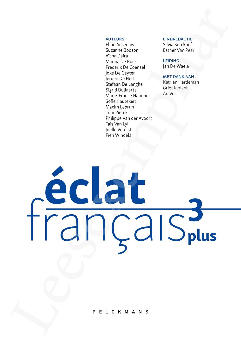 Preview: Éclat français 3 Plus Livre de l'élève (incl. Pelckmans Portaal)