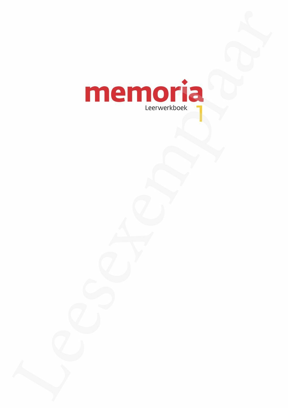 Preview: Memoria 1 Leerwerkboek (incl. Pelckmans Portaal)