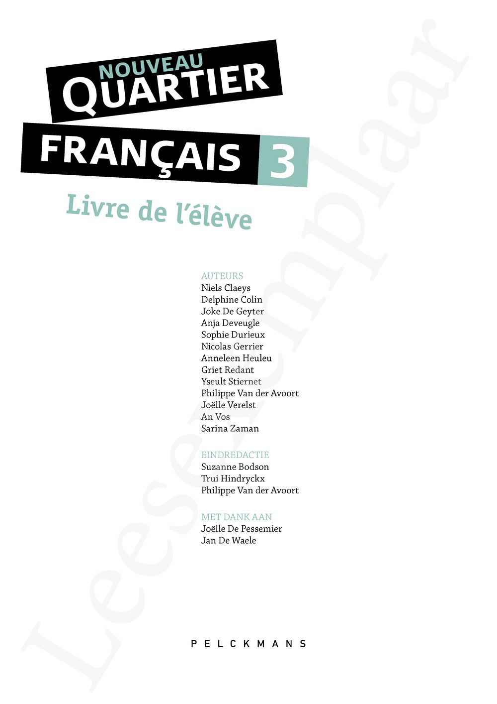 Preview: Nouveau Quartier français 3 Livre de l'élève (incl. Le mag', Pelckmans Portaal)