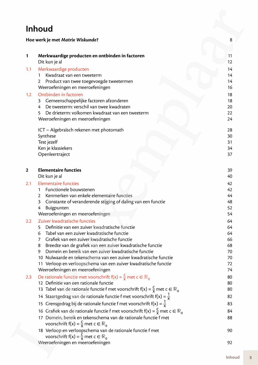 Preview: Matrix Wiskunde 4.4 Leerwerkboek A Functies – Stelsels – Telproblemen (editie 2024) (incl. Pelckmans Portaal)