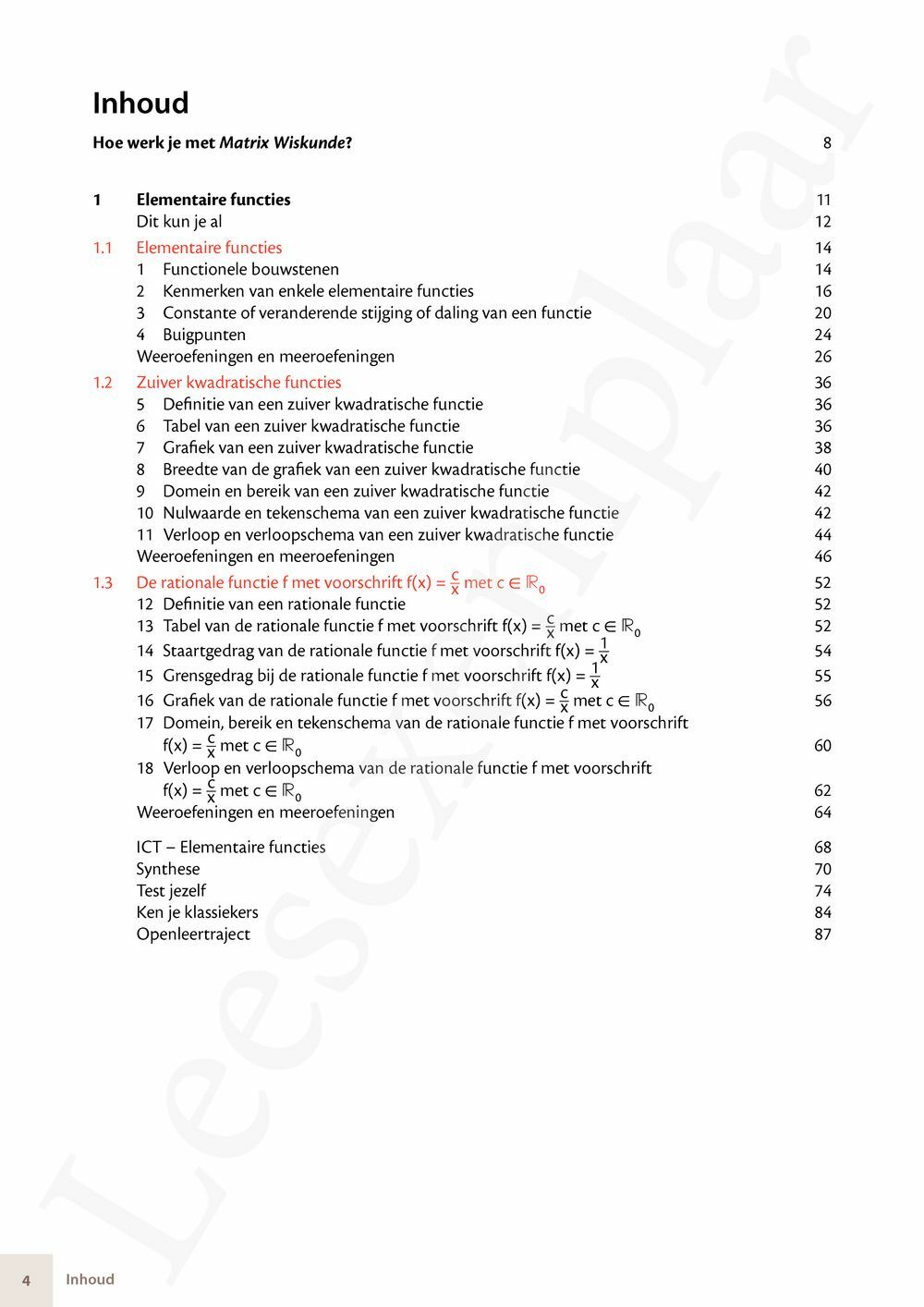 Preview: Matrix Wiskunde 4.5 Leerwerkboek A Functies – Telproblemen – Grafen (incl. Pelckmans Portaal)