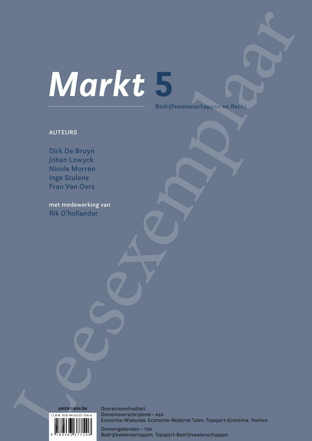 Preview: Markt 5 Bedrijfswetenschappen en Recht Handboek (incl. Pelckmans Portaal)
