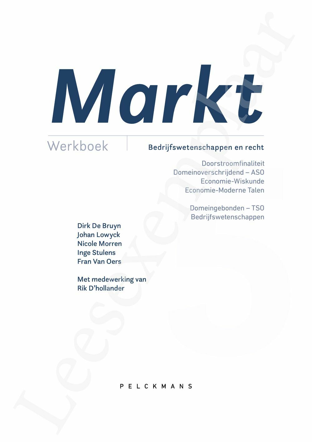 Preview: Markt 5 Bedrijfswetenschappen en Recht Werkboek (incl. Pelckmans Portaal)