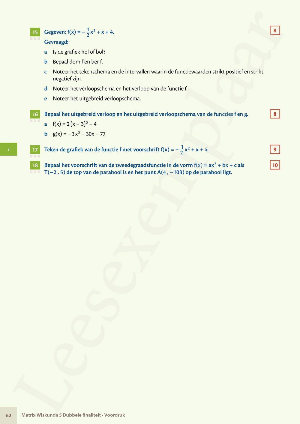 Preview: Matrix Wiskunde 5/6 Analyse, algebra Dubbele finaliteit Leerwerkboek (incl. Pelckmans Portaal)