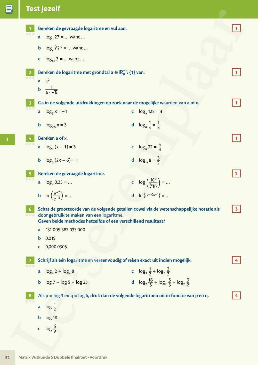 Preview: Matrix Wiskunde 5/6 Analyse, algebra Dubbele finaliteit Leerwerkboek (incl. Pelckmans Portaal)