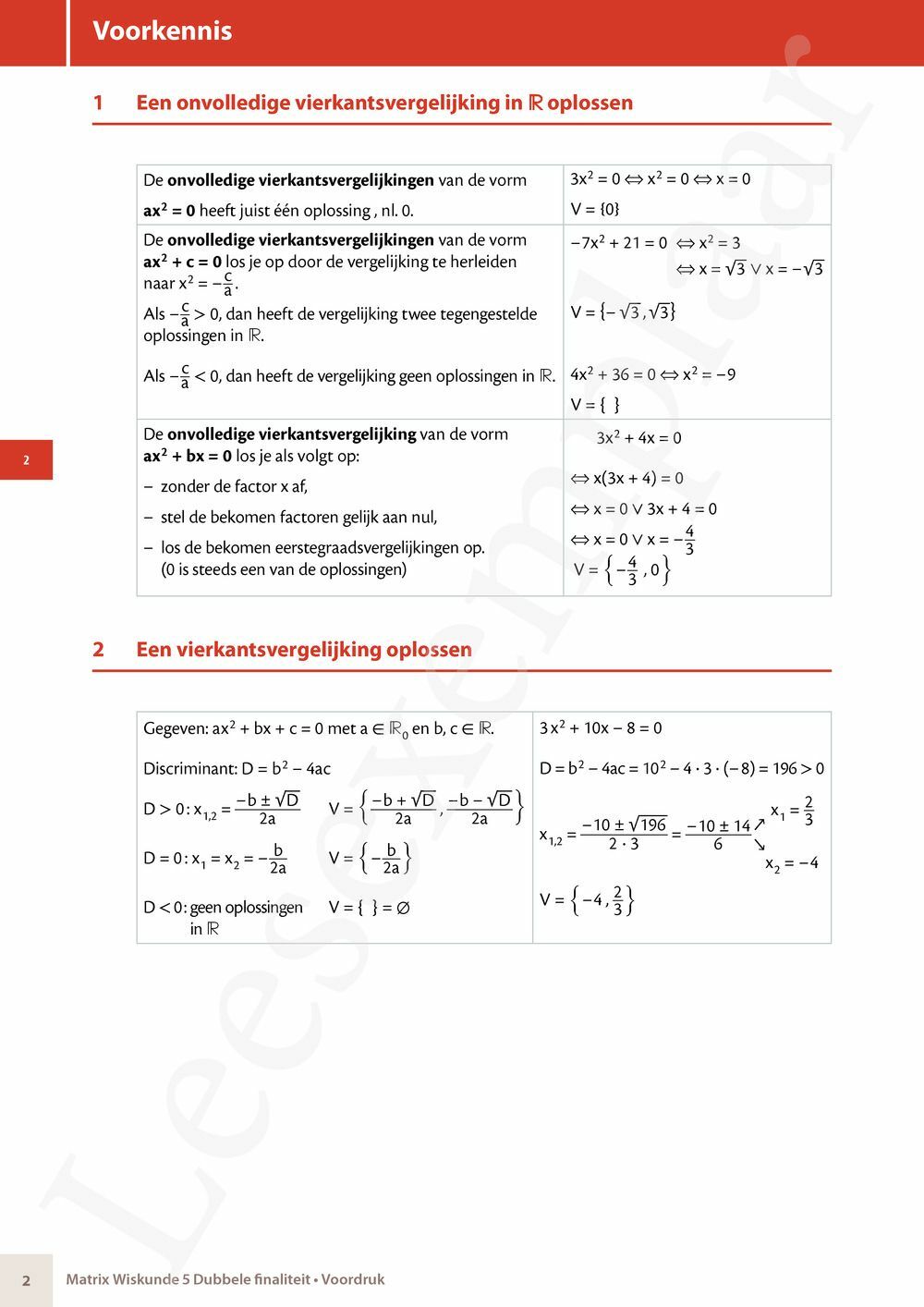 Preview: Matrix Wiskunde 5/6 Analyse, algebra Dubbele finaliteit Leerwerkboek (incl. Pelckmans Portaal)