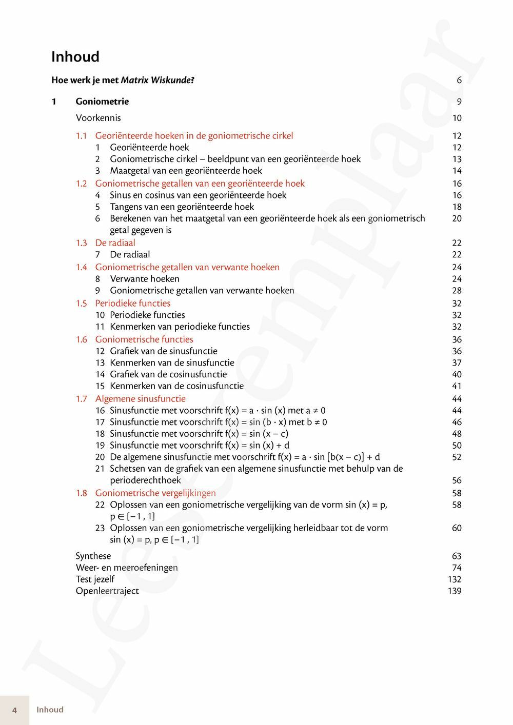 Preview: Matrix Wiskunde 5/6 Goniometrie, vectoren, ruimtemeetkunde Dubbele finaliteit Leerwerkboek (incl. Pelckmans Portaal)