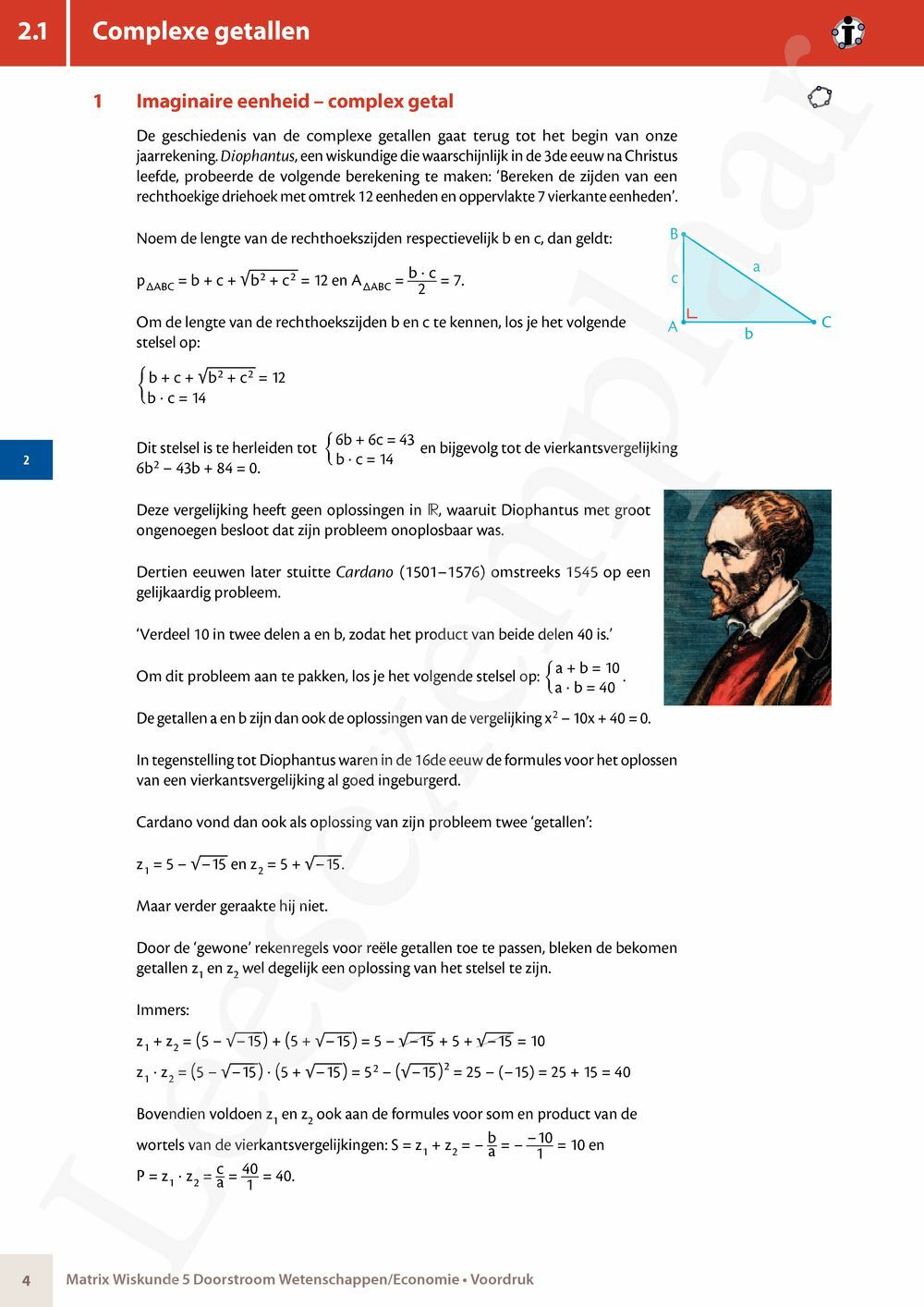 Preview: Matrix Wiskunde 5 Logica, complexe getallen Doorstroom Wetenschappen Handboek (incl. Pelckmans Portaal)