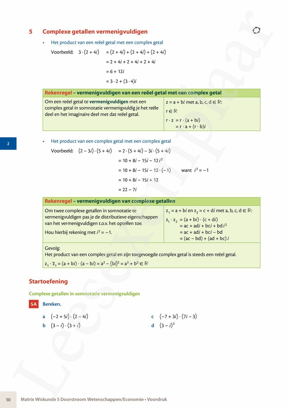 Preview: Matrix Wiskunde 5 Logica, complexe getallen Doorstroom Wetenschappen Handboek (incl. Pelckmans Portaal)