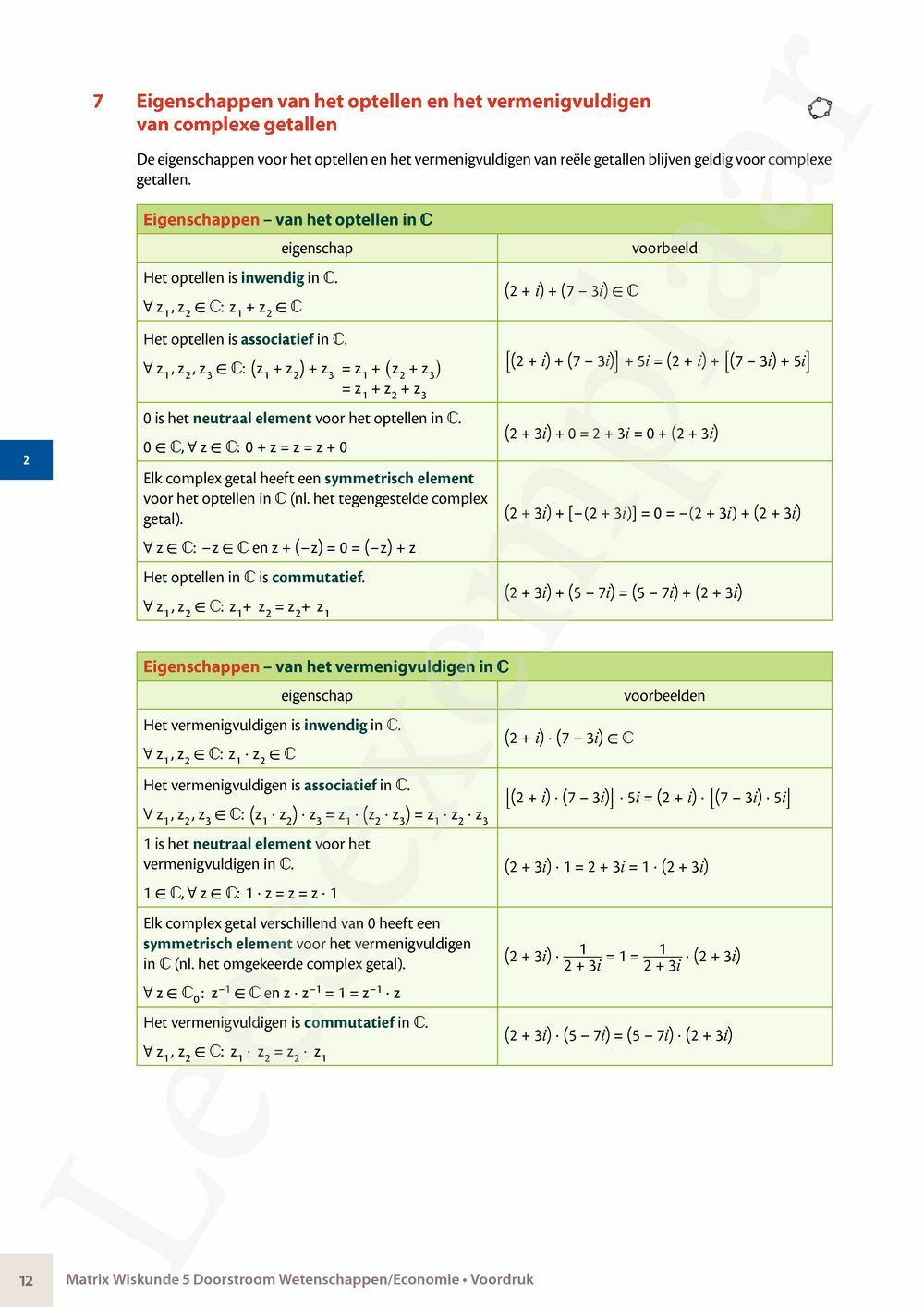 Preview: Matrix Wiskunde 5 Logica, complexe getallen Doorstroom Wetenschappen Handboek (incl. Pelckmans Portaal)