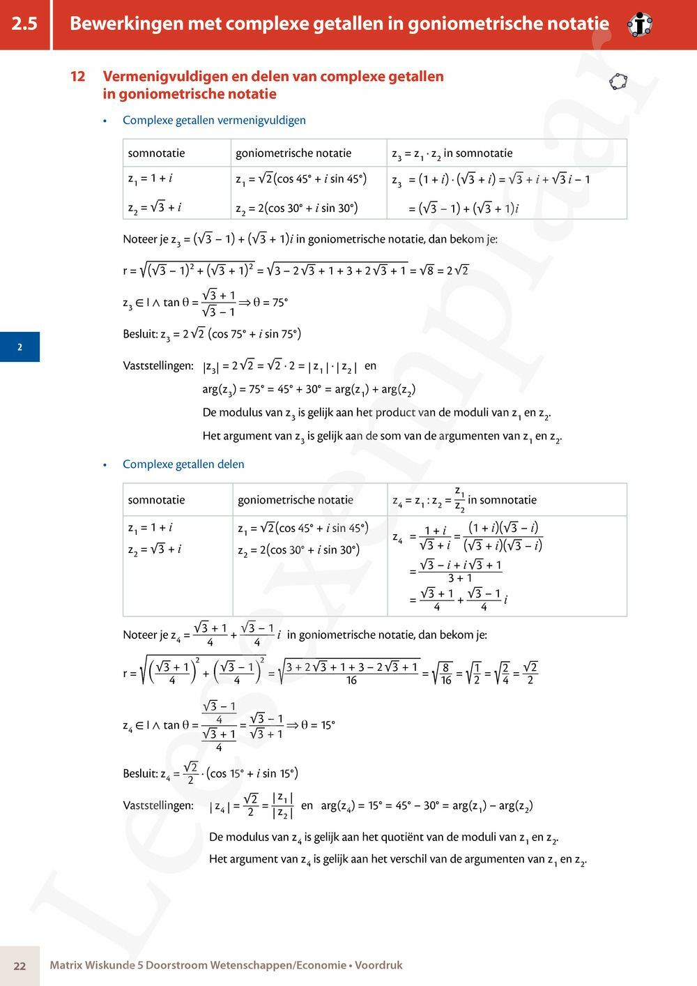 Preview: Matrix Wiskunde 5 Logica, complexe getallen Doorstroom Wetenschappen Handboek (incl. Pelckmans Portaal)