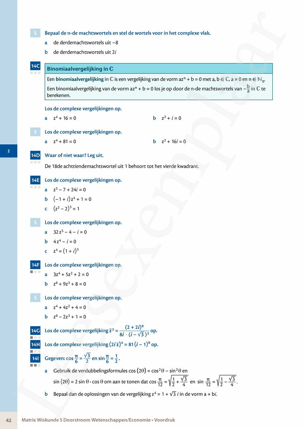 Preview: Matrix Wiskunde 5 Logica, complexe getallen Doorstroom Wetenschappen Handboek (incl. Pelckmans Portaal)