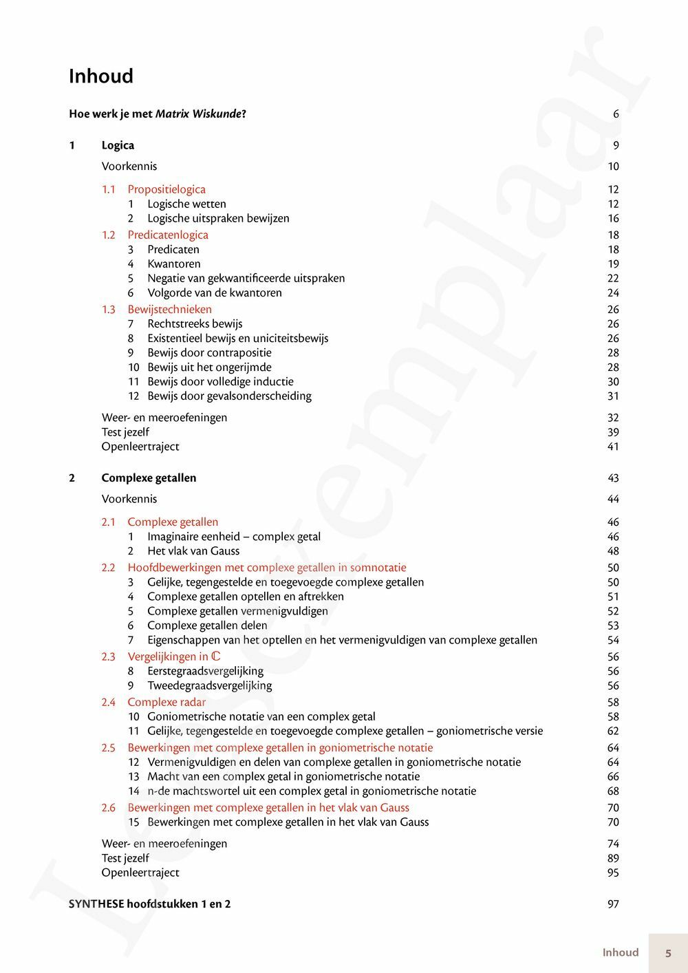 Preview: Matrix Wiskunde 5 Logica, complexe getallen Doorstroom Wetenschappen Handboek (incl. Pelckmans Portaal)