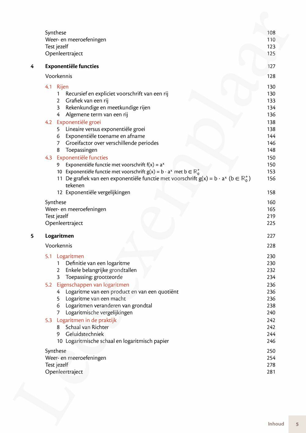 Preview: Matrix Wiskunde 5/6 Machten en wortels, exponentiële functies, logaritmen, analyse Dubbele finaliteit Leerwerkboek (incl. Pelckmans Portaal)