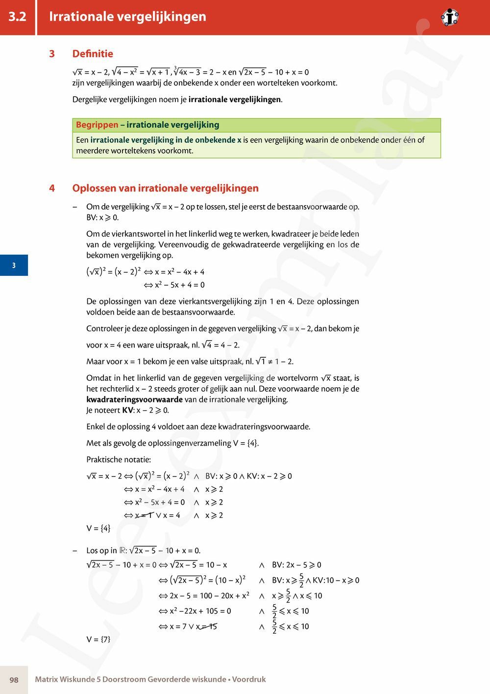 Preview: Matrix Wiskunde 5 Analyse deel 2: rijen, continuïteit, limieten, afgeleiden en verloop van functies Doorstroom Gevorderde wiskunde Handboek (incl. Pelckmans Portaal)