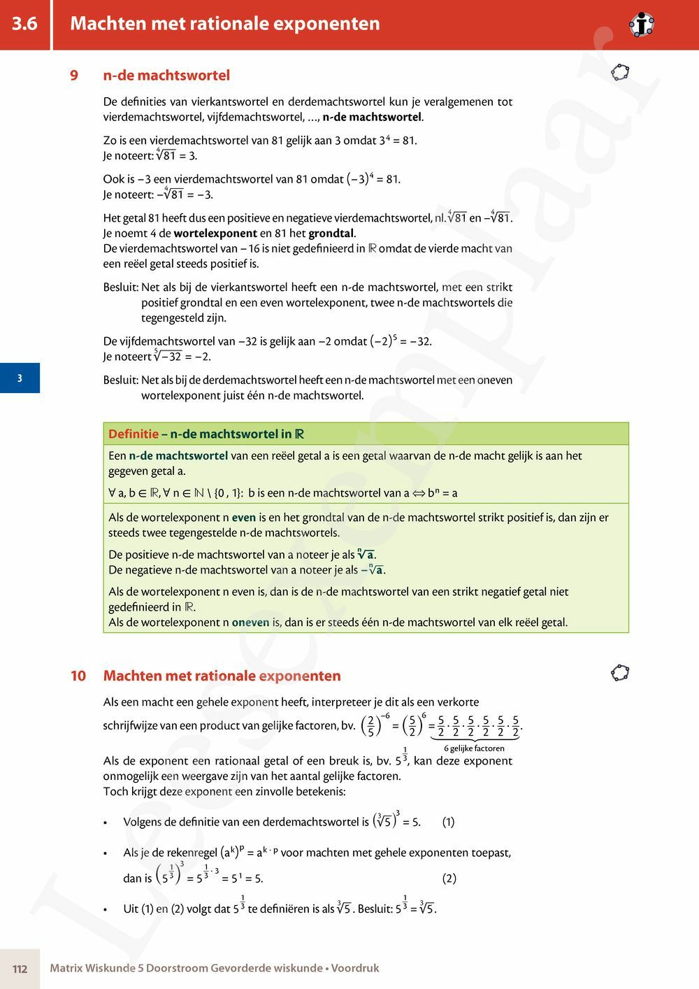 Preview: Matrix Wiskunde 5 Analyse deel 2: rijen, continuïteit, limieten, afgeleiden en verloop van functies Doorstroom Gevorderde wiskunde Handboek (incl. Pelckmans Portaal)