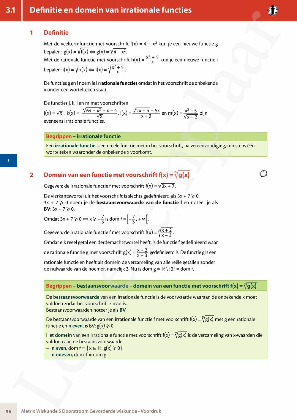 Preview: Matrix Wiskunde 5 Analyse deel 2: rijen, continuïteit, limieten, afgeleiden en verloop van functies Doorstroom Gevorderde wiskunde Handboek (incl. Pelckmans Portaal)