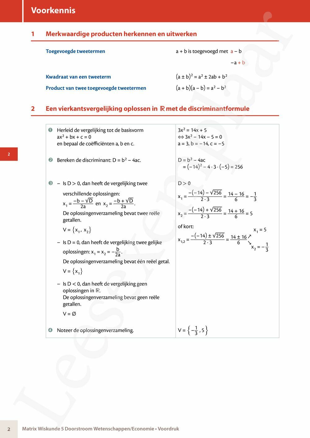 Preview: Matrix Wiskunde 5 Analyse deel 2: rijen, continuïteit, limieten, afgeleiden en verloop van functies Doorstroom Wetenschappen, Doorstroom Economie Handboek (incl. Pelckmans Portaal)