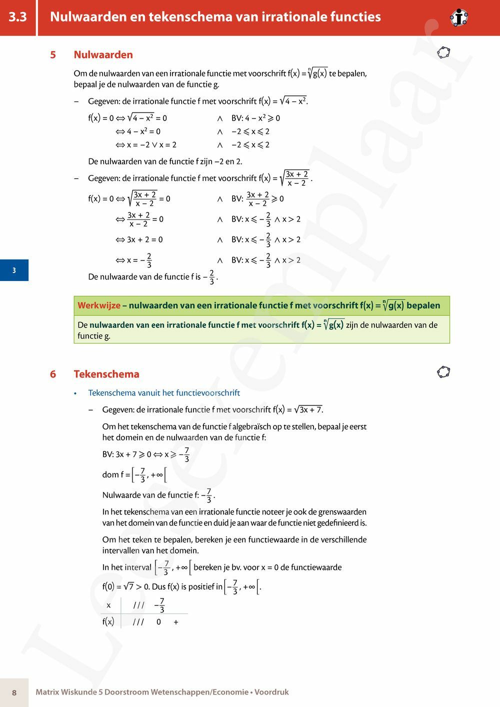 Preview: Matrix Wiskunde 5 Analyse deel 2: rijen, continuïteit, limieten, afgeleiden en verloop van functies Doorstroom Wetenschappen, Doorstroom Economie Handboek (incl. Pelckmans Portaal)