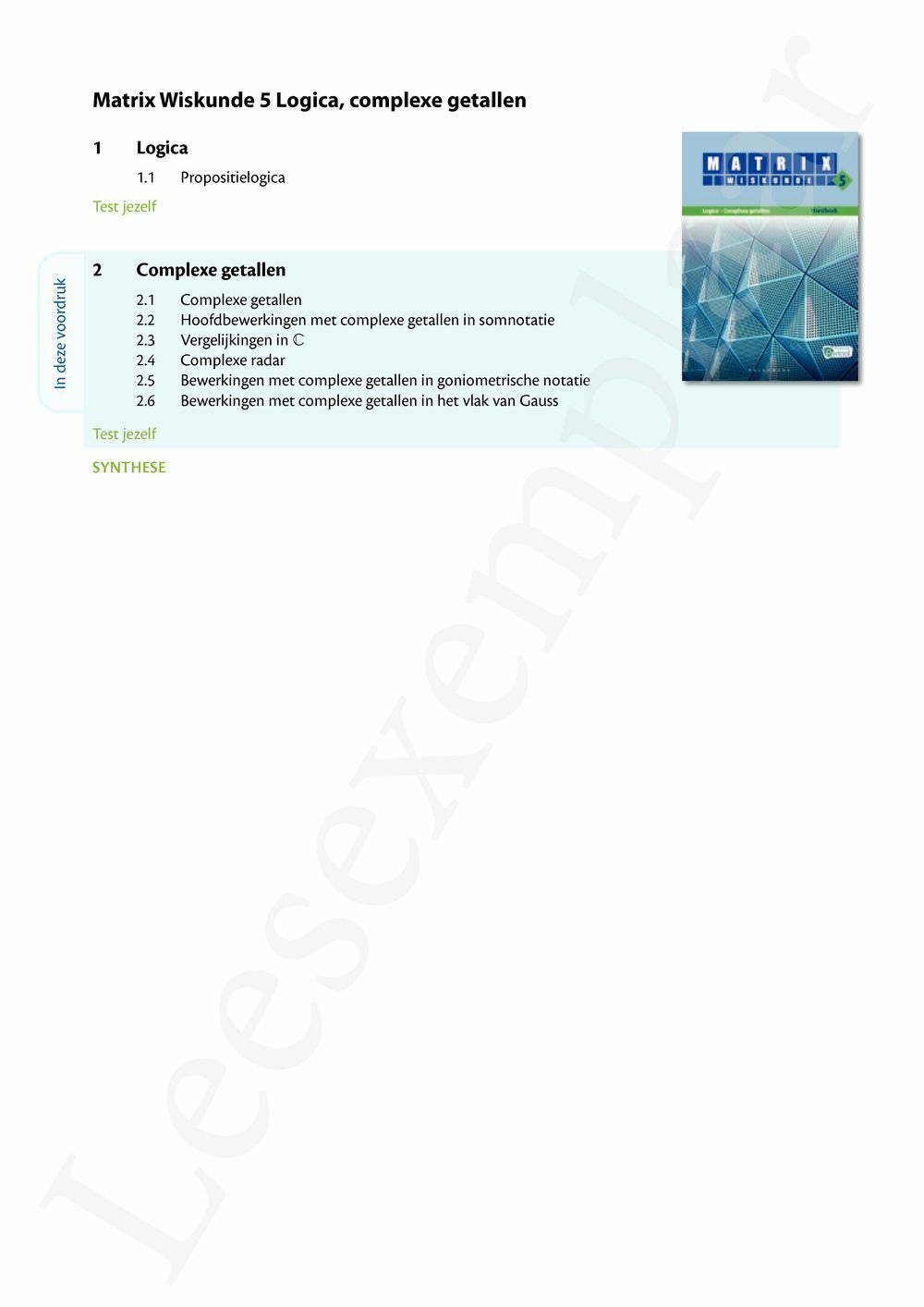 Preview: Matrix Wiskunde 5 Analyse deel 2: rijen, continuïteit, limieten, afgeleiden en verloop van functies Doorstroom Wetenschappen, Doorstroom Economie Handboek (incl. Pelckmans Portaal)