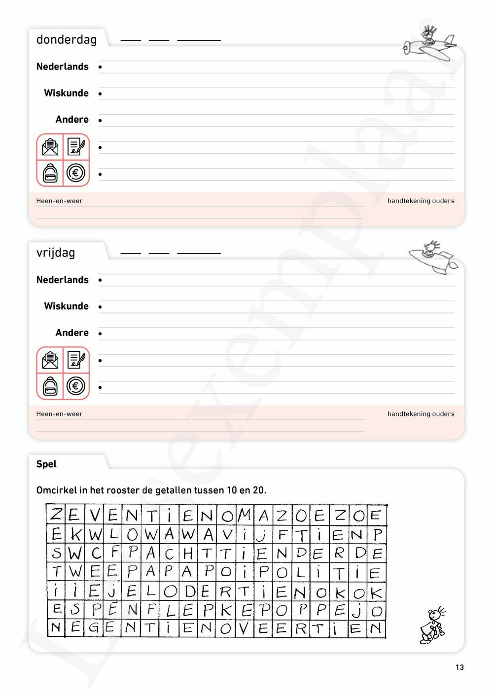 Preview: Schoolagenda tweede leerjaar