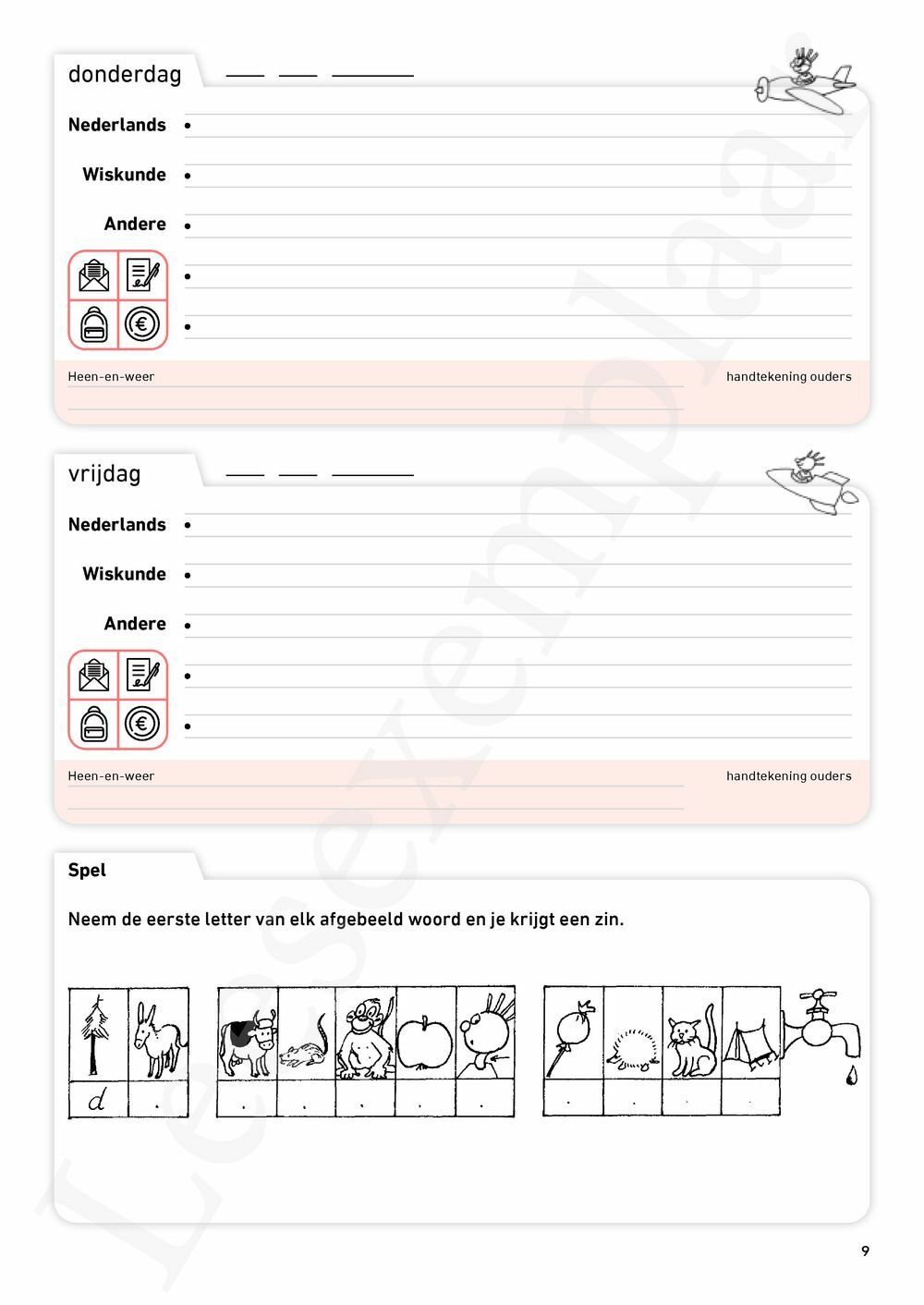 Preview: Schoolagenda tweede leerjaar