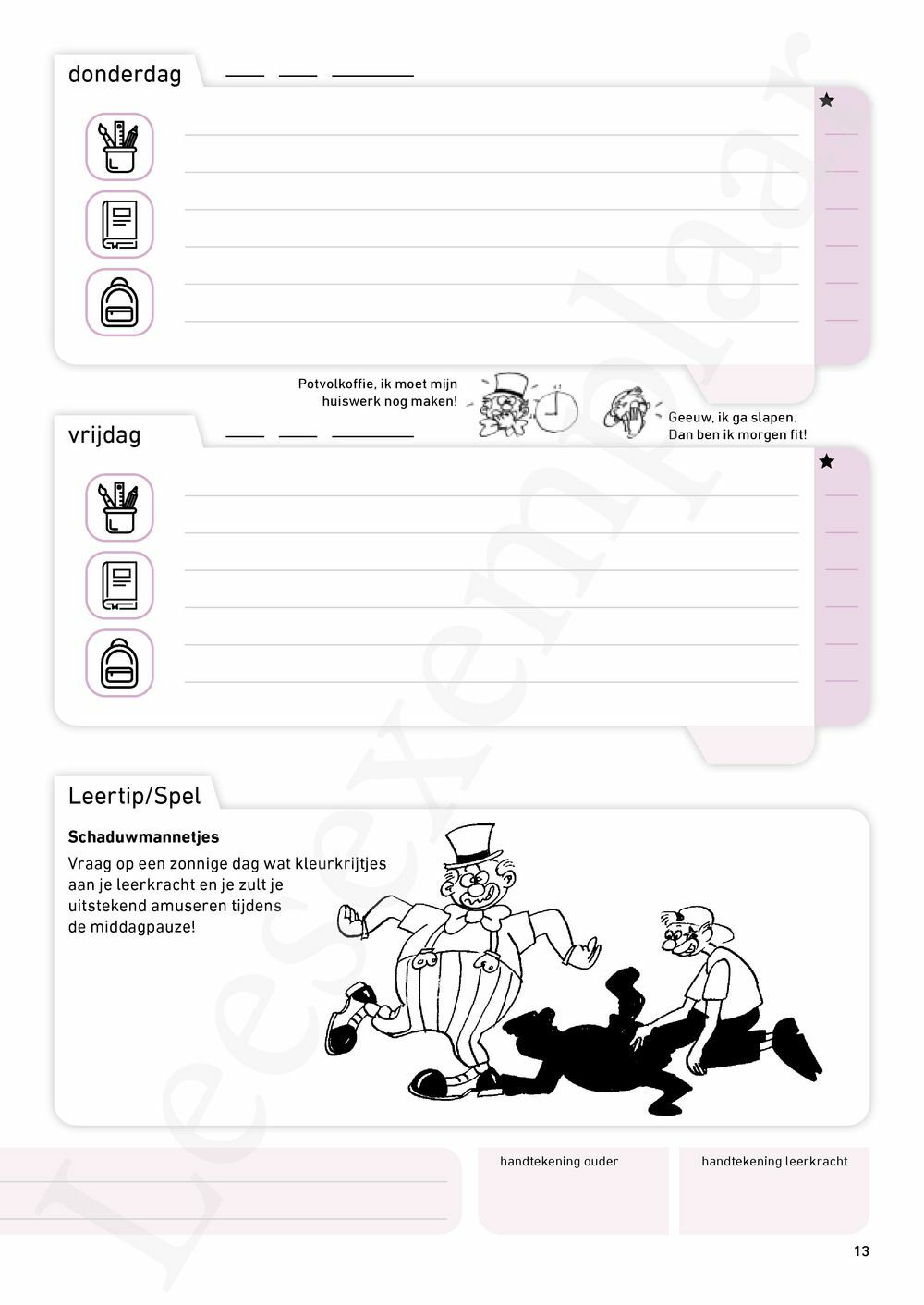 Preview: Schoolagenda vierde leerjaar
