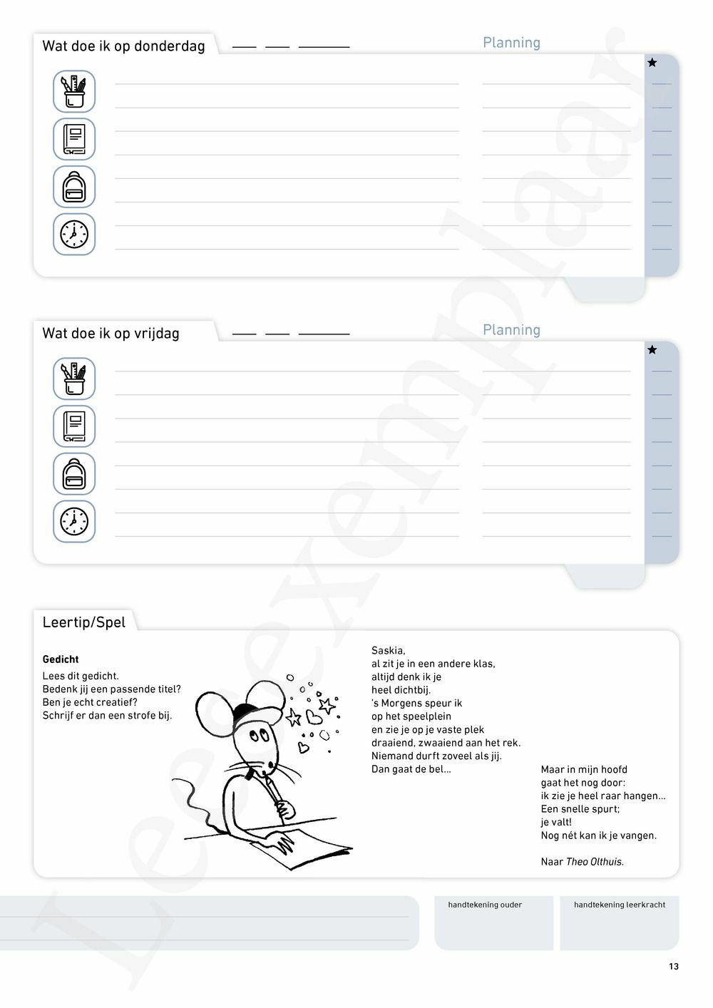 Preview: Schoolagenda vijfde leerjaar