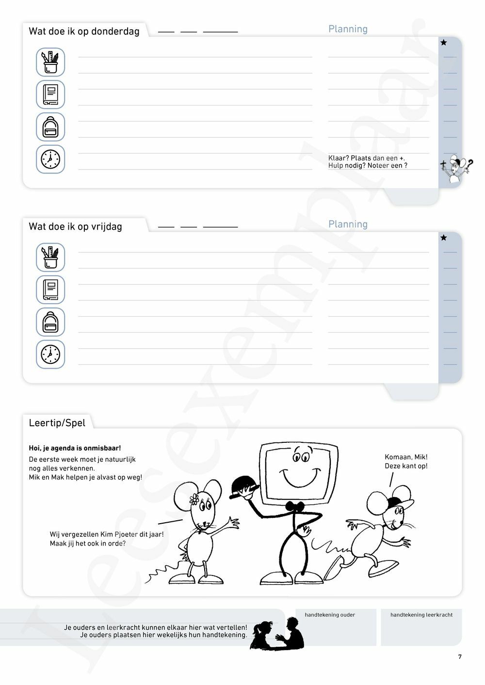 Preview: Schoolagenda vijfde leerjaar