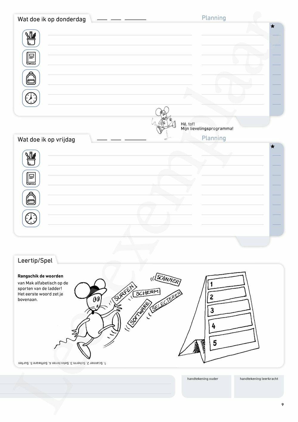Preview: Schoolagenda vijfde leerjaar