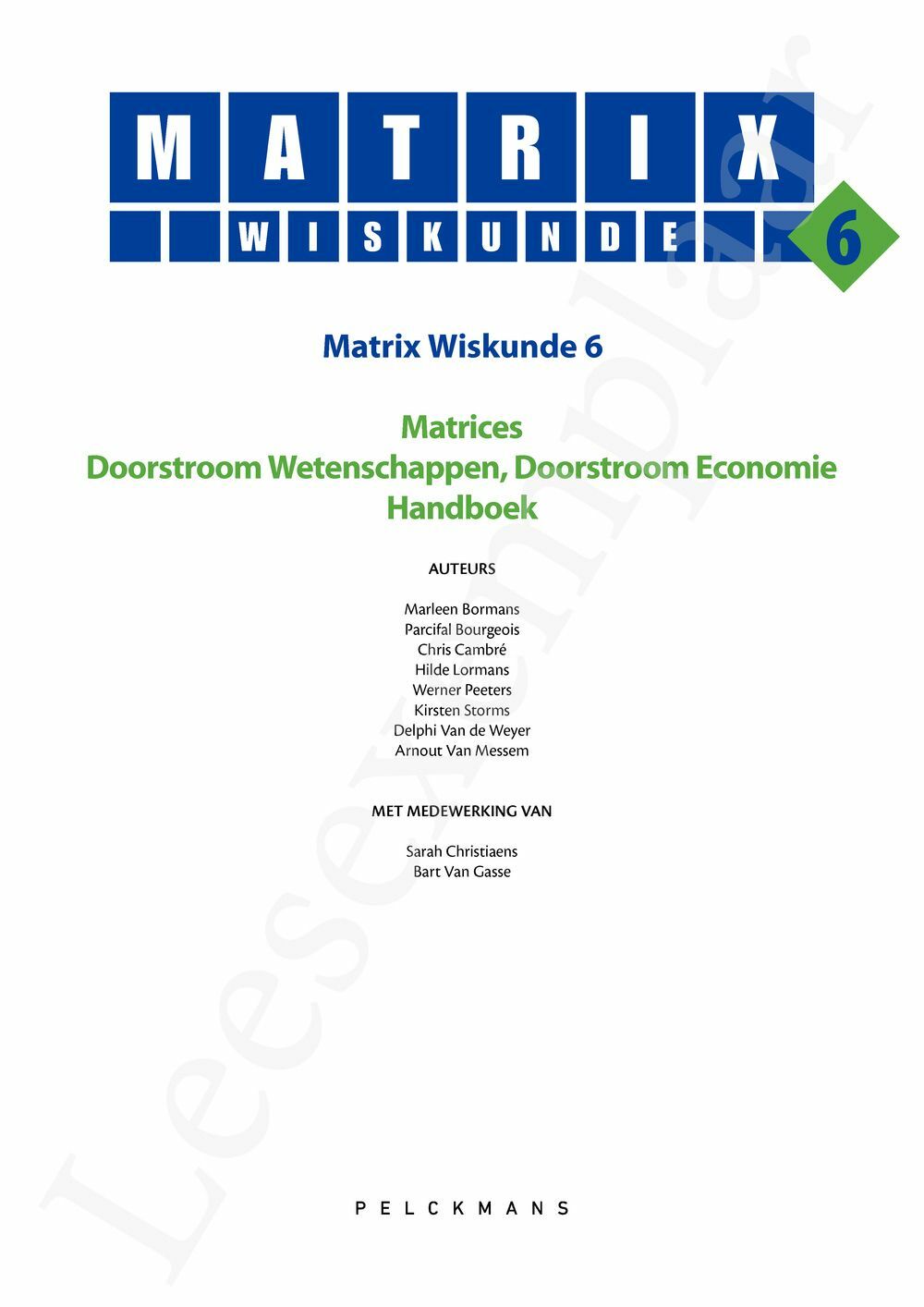 Preview: Matrix Wiskunde 6 Matrices Doorstroom Wetenschappen, Doorstroom Economie Handboek (incl. Pelckmans Portaal)