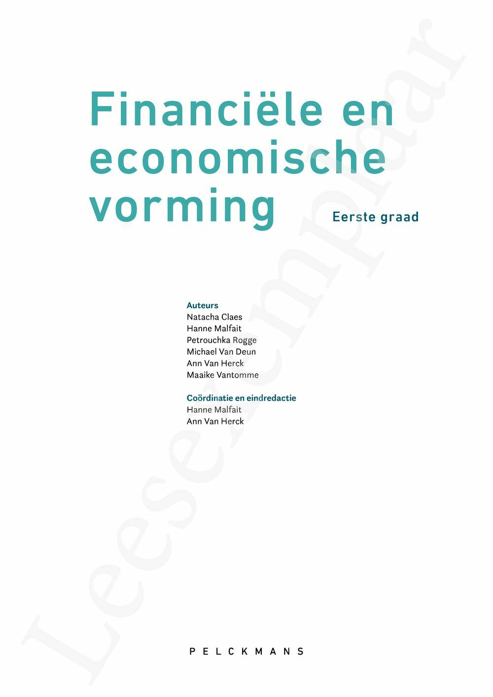 Preview: Financiële en economische vorming Leerwerkboek Eerste graad (incl. Pelckmans Portaal)