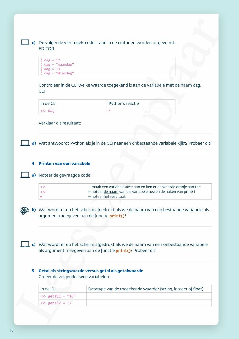 Preview: Programmeren met Python Werkboek (incl. Pelckmans Portaal)