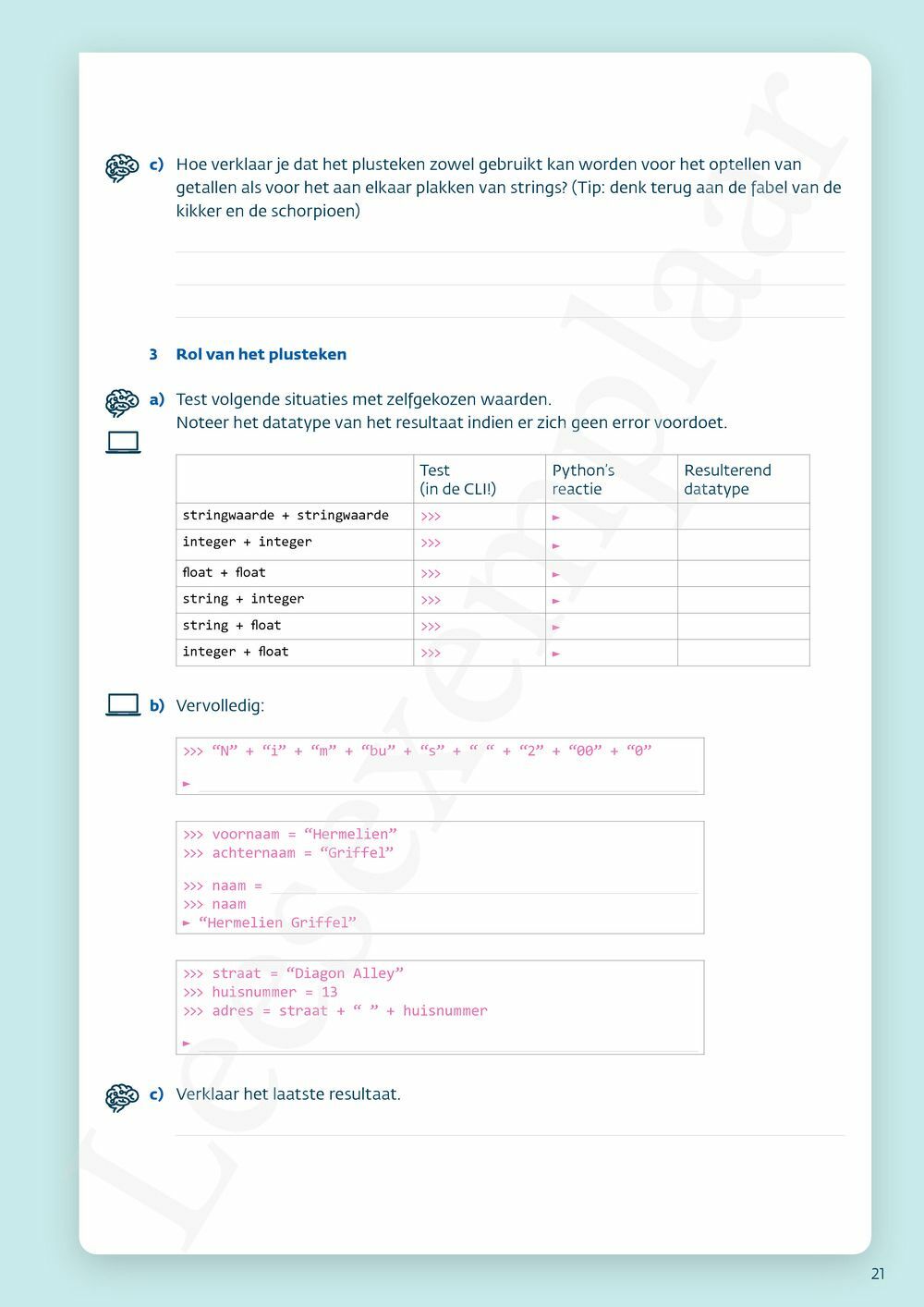 Preview: Programmeren met Python Werkboek (incl. Pelckmans Portaal)