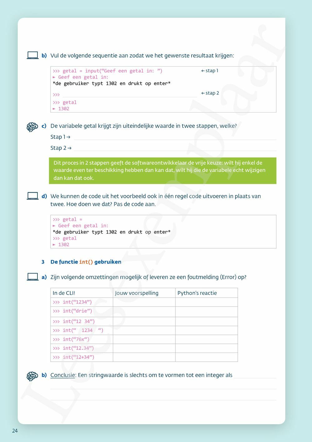 Preview: Programmeren met Python Werkboek (incl. Pelckmans Portaal)