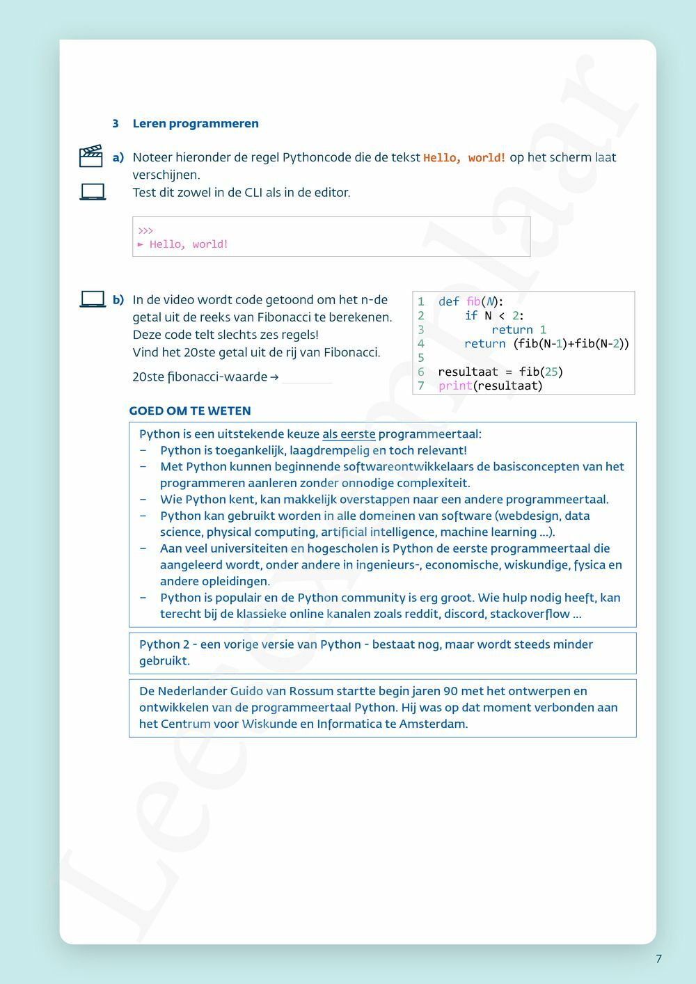 Preview: Programmeren met Python Werkboek (incl. Pelckmans Portaal)