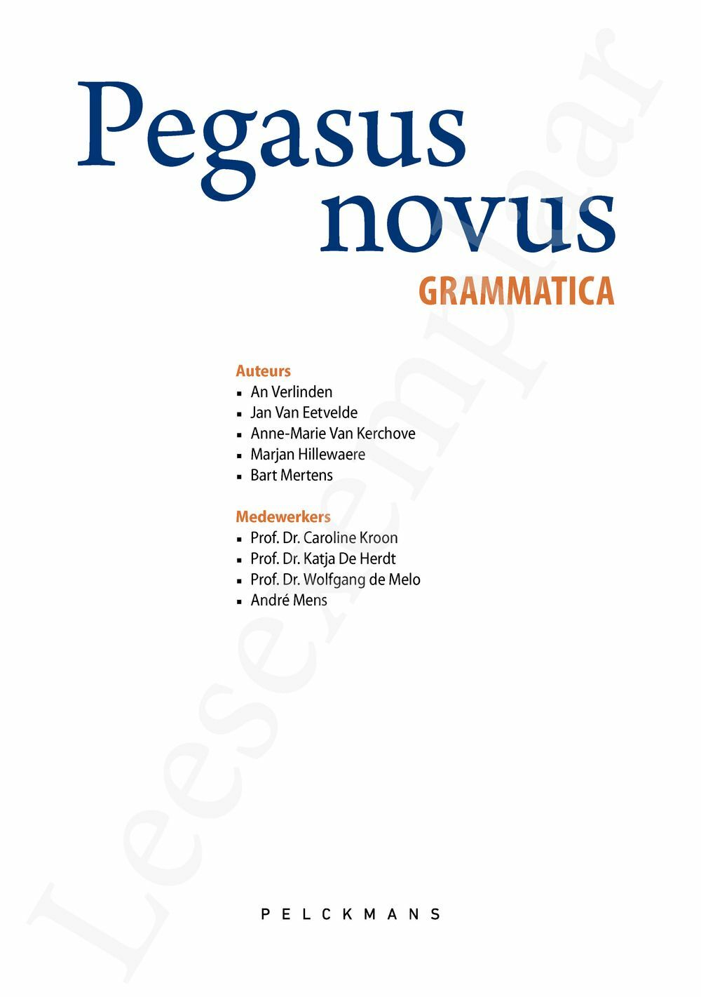 Preview: Pegasus novus Grammatica (incl. Pelckmans Portaal)