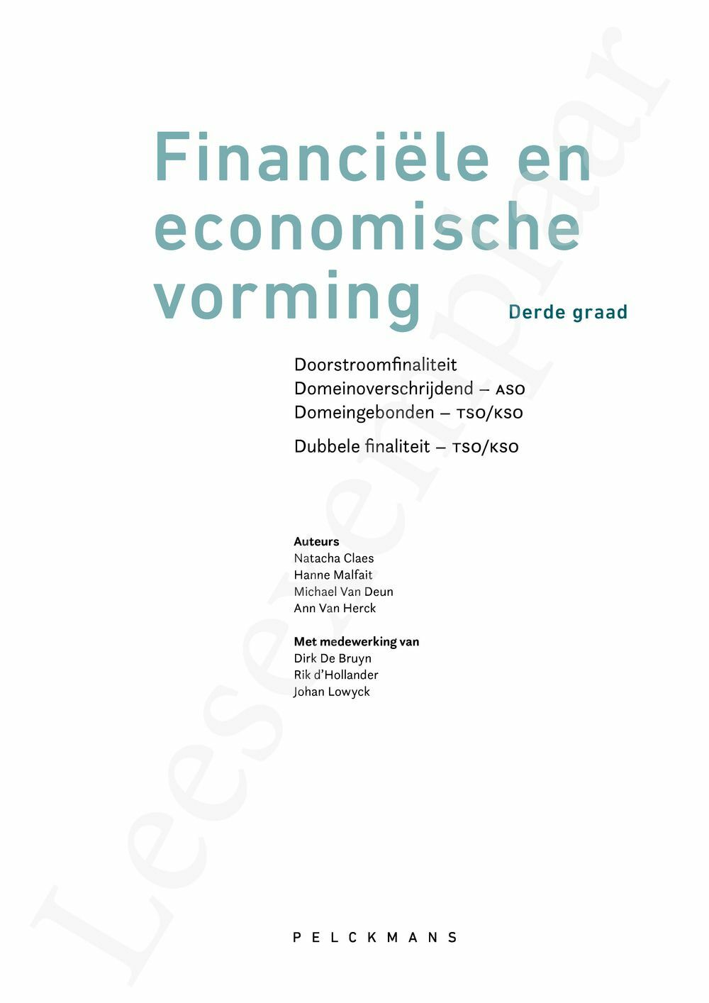 Preview: Financiële en economische vorming Leerwerkboek Derde graad (incl. Pelckmans Portaal)