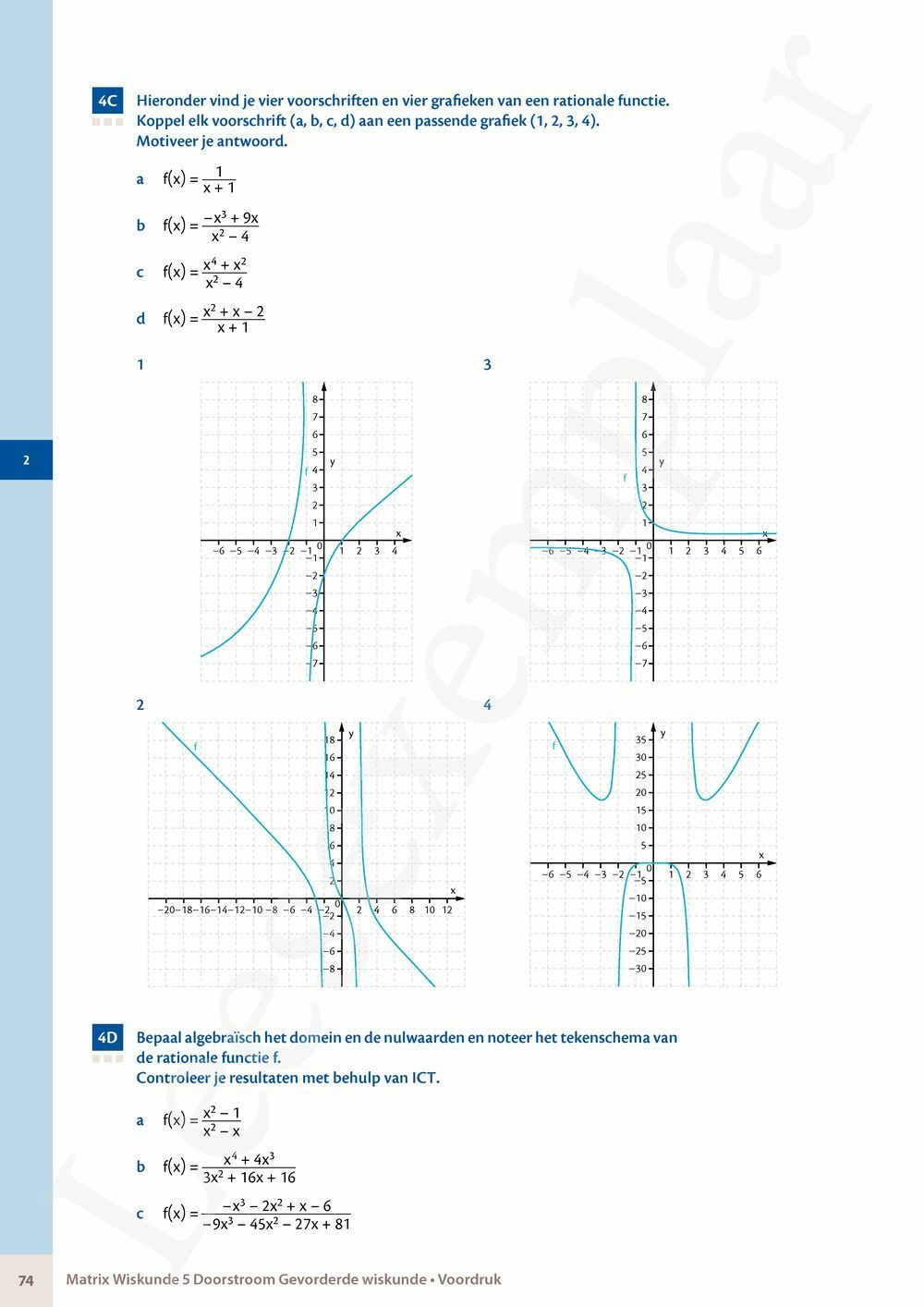 Preview: Matrix Wiskunde 5 Analyse deel 1: functieonderzoek Doorstroom Gevorderde wiskunde Handboek (incl. Pelckmans Portaal)