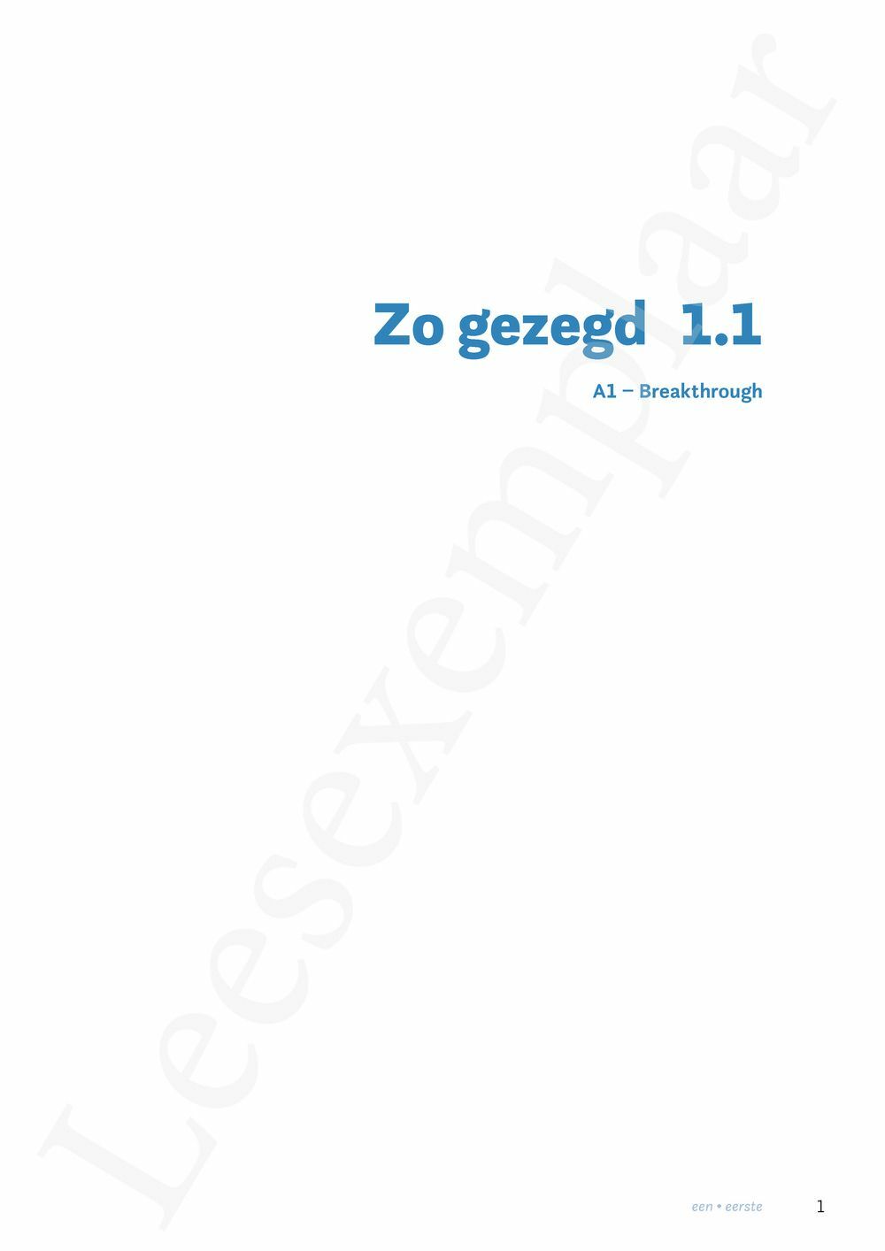 Preview: Zo gezegd 1.1 Breakthrough Leerwerkboek (editie 2024)