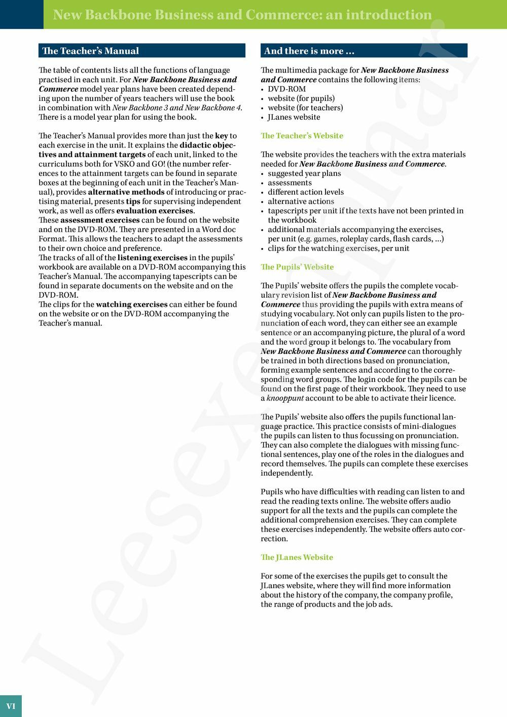 New Backbone Business and Commerce Teacher's Manual