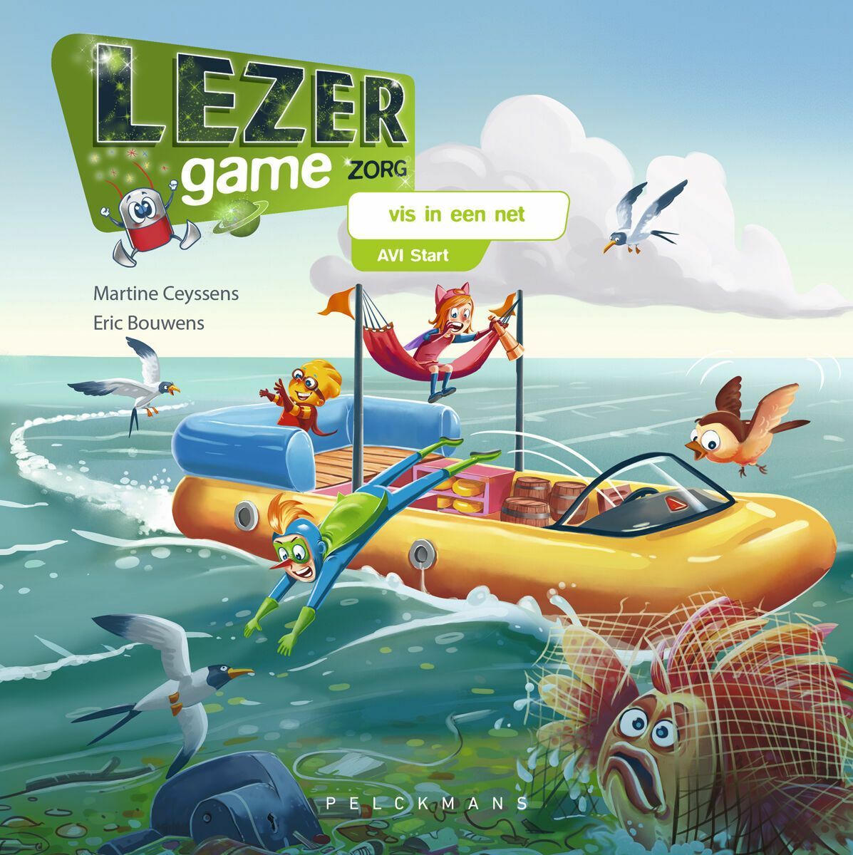 Lezergame Zorg: vis in een net